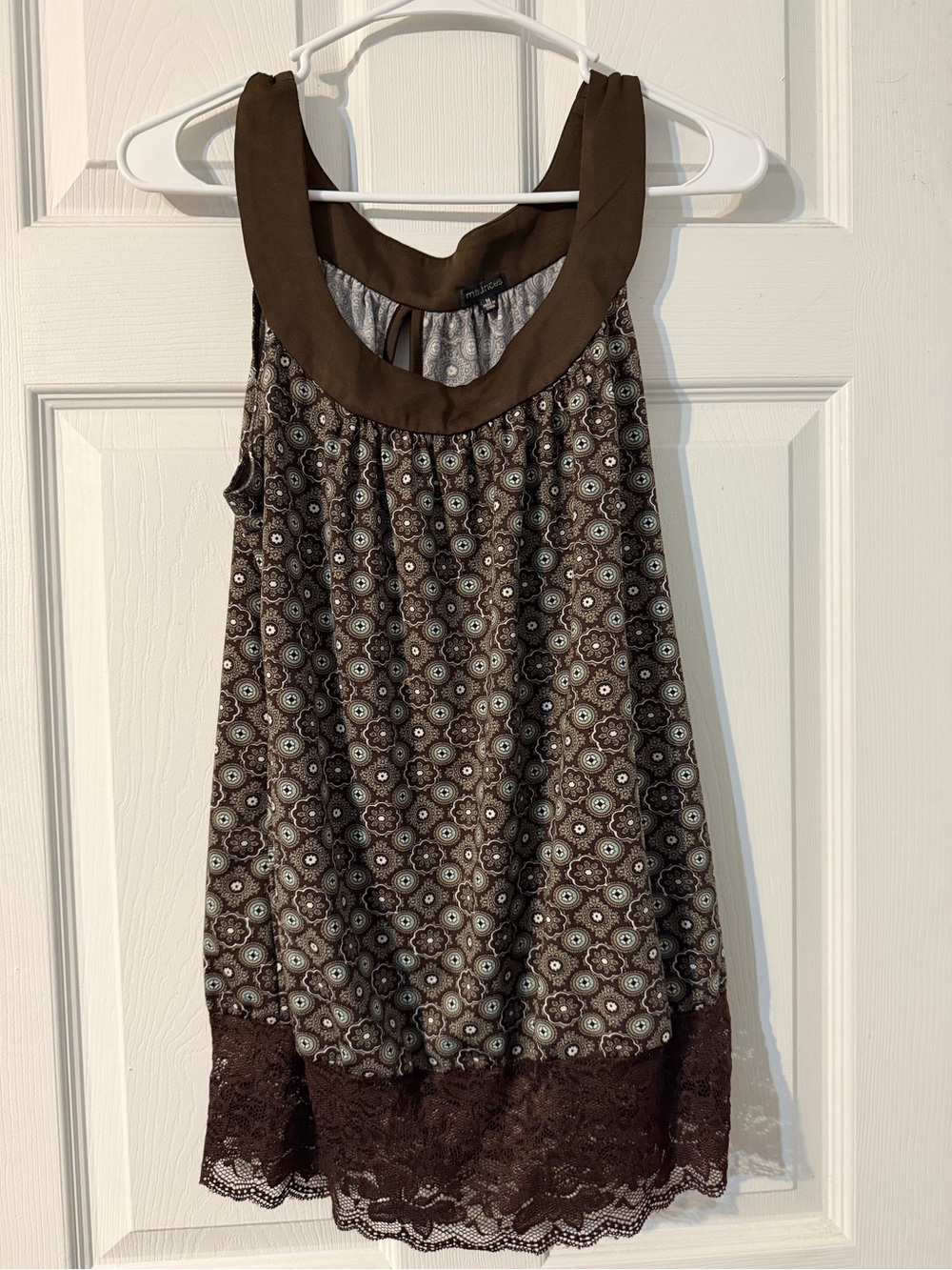 Women’s Y2K Maurice’s Brown & Teal Babydoll Puff Tank Top Size Medium